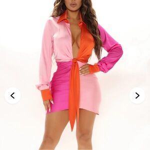 Fashion Nova Vibrant Pink and Orange Dress